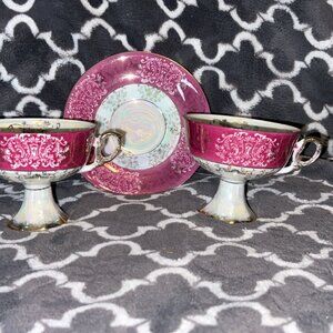 Vintage Sterling China Japan Lusterware Tea Cup & Saucer Rose & Gold